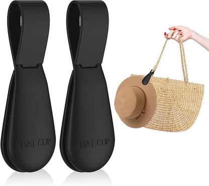 Fikoksol Magnetic Hat Clip 2-Pack - The Black Hat Clip for Travel on Bag, Magnetic Hat Clips for Bag, and Secure Hat Holder for Travel on Caps & Beach Hats, Vacation Essentials