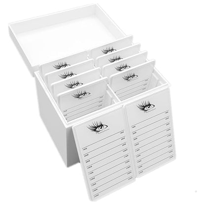 10 Layers Acrylic Eyelash Storage Box,Eyelash Holder Extension Tool,Makeup Organizer False Eyelashes Glue Pallet Holder, Grafting Eye lashes Close-Packed Display with 10 Pallets (White)