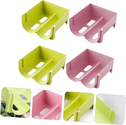 4pcs Stackable Drink Can Storage Rack Fall Beer Organizer for Fridge Space-saving Storage Container Pink and Green for Beverage Organization
