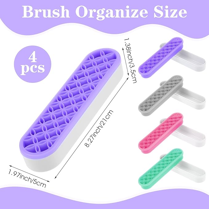 4 Pcs Silicone Makeup Brush Holder, Multipurpose Cosmetic Organizer, Pen Holder for Desk, Storage Box, Sewing Tool, Beauty Tool, Scissors, Toothbrush Holders
