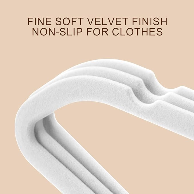 52 Packs Velvet Clothes Hangers, 17.3 Inches Non-Slip Skirt Hangers with Shoulder Notches, Space Saving Clothing Hangers for Adults, White with Gold Hook
