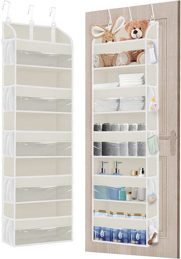 TAHAVICE 1 Pack Over The Door Storage Organizer with 5 Pockets 10 Mesh Pockets, 44 lbs Weight Capacity Door Hanging Organizers and Storage for Bedroom,Bathroom,Nursery,Kidroom,Babyroom