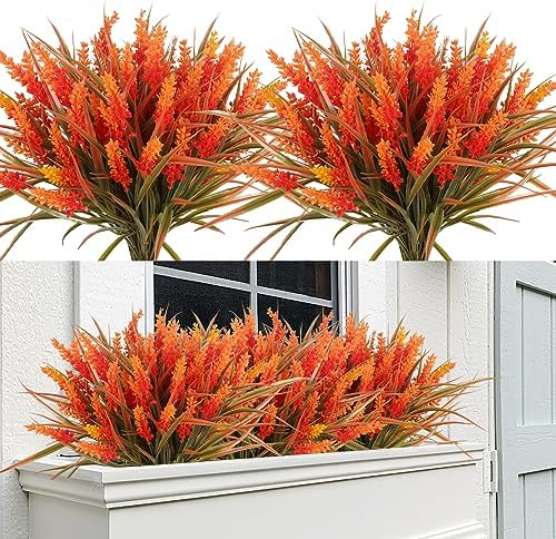 RECUTMS 12Pcs Artificial Fall Mum Flower Plant Outdoors Faux Plastic Shrub by RECUTMS