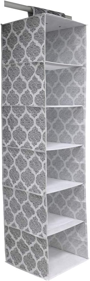 Home Basics Arabesque Non-Woven Closet Storage (2, 6 Shelf Hanging Closet Organizer)