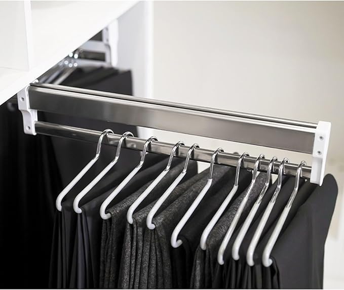 Pull Out Closet Rod Jeans Hangers for Closet Adjustable Heavy Duty Clothes Storage Hanger Closet Valet Rod Extending Rail Trousers Rack for Closet Retractable Closet Pull Out Rod (Color : 60cm-2 pc