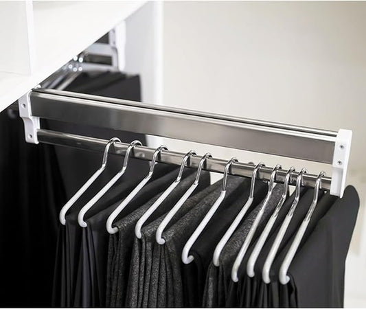 Pull Out Closet Rod Jeans Hangers for Closet Adjustable Heavy Duty Clothes Storage Hanger Closet Valet Rod Extending Rail Trousers Rack for Closet Retractable Closet Pull Out Rod (Color : 60cm-2 pc