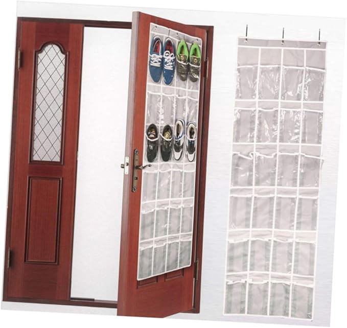 Ciieeo Over Door Shoe Storage Bag Transparent Hanging Organizer for Shoes Bathroom Accessories Space Saving Wall Mounted Clear Pocket Storage