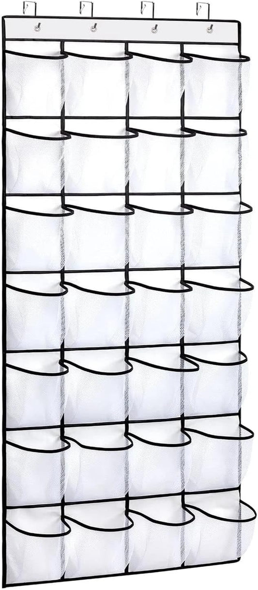 for 28 Pocket Over The Door Shoe Organizer Hanging Shoe Rack for Door Large Capac...