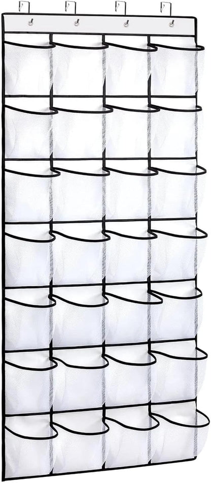 for 28 Pocket Over The Door Shoe Organizer Hanging Shoe Rack for Door Large Capac...
