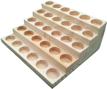 Wooden Essential Oil Display Stand 5 Tier Essential Oil Holder Solid Wood Essential Oil Rack 5 Layer 30-Bottle Essential Oil Display Stand Tabletop Oil Display Holder for 5-20ml Bottles