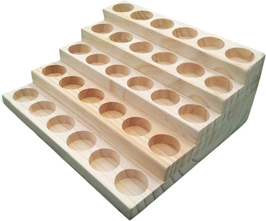 Wooden Essential Oil Display Stand 5 Tier Essential Oil Holder Solid Wood Essential Oil Rack 5 Layer 30-Bottle Essential Oil Display Stand Tabletop Oil Display Holder for 5-20ml Bottles