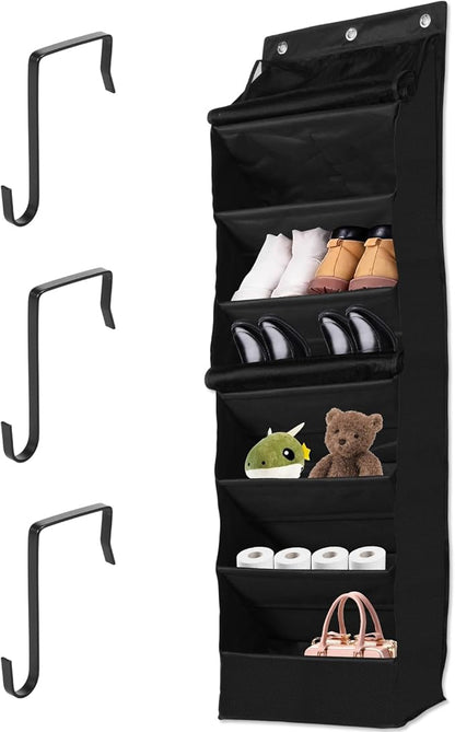 Over the Door Shoe Organizer for Closet, Hanging Shoe Organizers with 7 Large Pockets, Heavy-Duty Large Deep Pocket Hanging Shoe Organizer Shoe Rack for Closet and Narrow Door