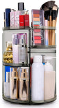 360 Rotating Makeup Organizer, Spinning Skincare Organizer,Cosmetic Display Case with Brush Holder Perfume Tray, Multi-Function Storage Carousel for Vanity Bathroom Countertop