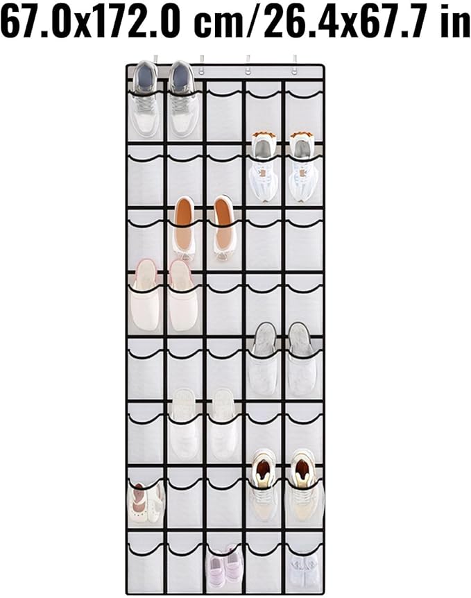 Over the Door Shoe Organizer for Bedroom Door with Multiple Pockets - Hanging Shoe Storage Bag Caddy