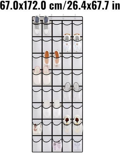 Over the Door Shoe Organizer for Bedroom Door with Multiple Pockets - Hanging Shoe Storage Bag Caddy
