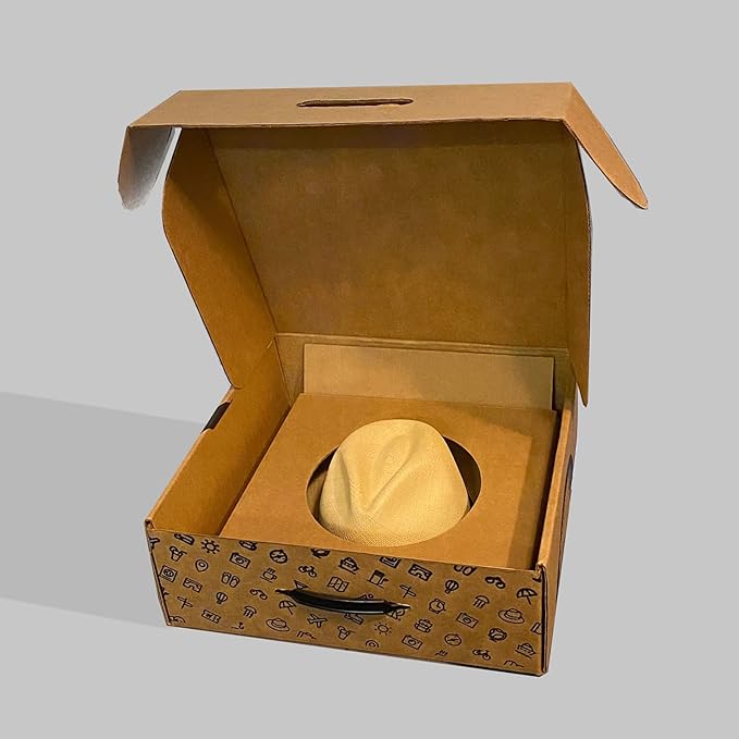 Hat Box for Travel, Protective Storage Organizer, Lightweight Travel Case (3 Pack - Fedora Design)