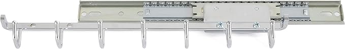 Rev-A-Shelf Sidelines 14" Pull Out Sliding Deluxe Belt, Scarf, Tie Accessory Organization Rack Holder Hanger with 7 Hooks, Chrome, CBRSL-14CR-1