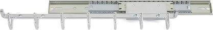 Rev-A-Shelf Sidelines 14" Pull Out Sliding Deluxe Belt, Scarf, Tie Accessory Organization Rack Holder Hanger with 7 Hooks, Chrome, CBRSL-14CR-1