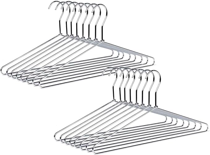 60 Quality Hangers Heavy Duty Metal Suit Hanger Coat Hangers with Polished Chrome 17 inch Wire Hangers (Suit Coat Hanger - 60 Pack)