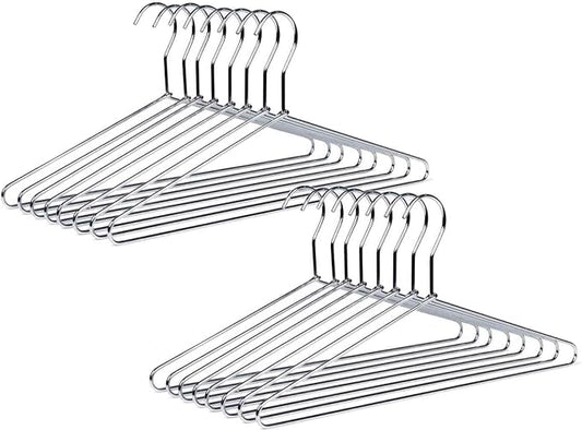 60 Quality Hangers Heavy Duty Metal Suit Hanger Coat Hangers with Polished Chrome 17 inch Wire Hangers (Suit Coat Hanger - 60 Pack)