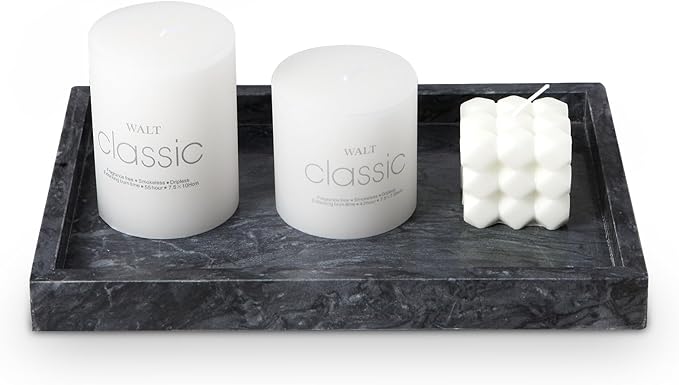 Natural Marble Tray for Bathroom - 12"x 8" x 1.2" Natural Marble Serving Tray, Elegant Marble Vanity Organizer for Bathroom, Kitchen, and Home Décor