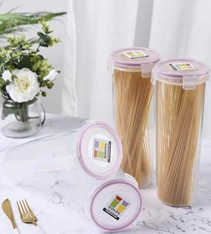 Komax Biokips Spaghetti Container Storage Noodle/Pasta Container 44oz (set of 4) - Airtight, Leakproof with Locking Lids - BPA Free Plastic - Microwave, Freezer, and Dishwasher Safe Pasta Holder
