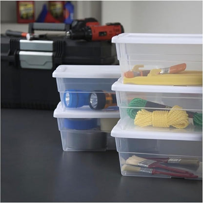 STERILITE 6-Quart Storage Bin Shoe Box - Clear (4)