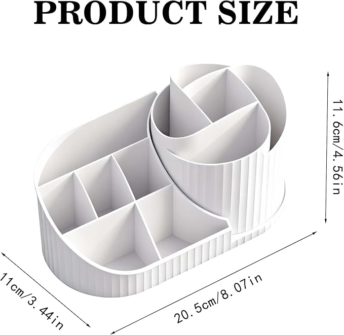Makeup Organizer with Rotating Brush Holder Vanity Organizer Cosmetic Storage for Dresser Bathroom Countertop Organizer for Vanity, Cosmetic Display Case for Lipstick, Skincare, Brushes, Eyeshadow