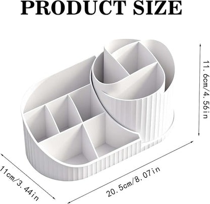 Makeup Organizer with Rotating Brush Holder Vanity Organizer Cosmetic Storage for Dresser Bathroom Countertop Organizer for Vanity, Cosmetic Display Case for Lipstick, Skincare, Brushes, Eyeshadow