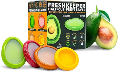 Avocado Saver & Onion Storage – Set of 4 BPA-Free Food Containers with Silicone Lids – Reusable Fruit and Veggie Savers, Fresh Pods for Food – Perfect for Tomato Holder, Garlic, Lemon & More