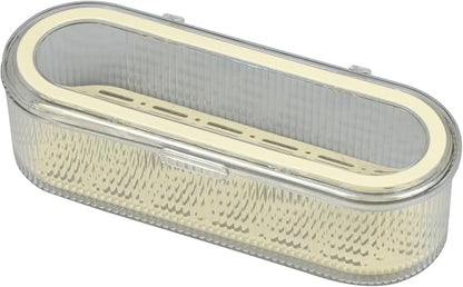 Silverware Storage Container with Lid and Drain,Clear Covered Cutlery Tray for Kitchen Drawers and Countertops Organizing Cutlery and Kitchen Gadgets