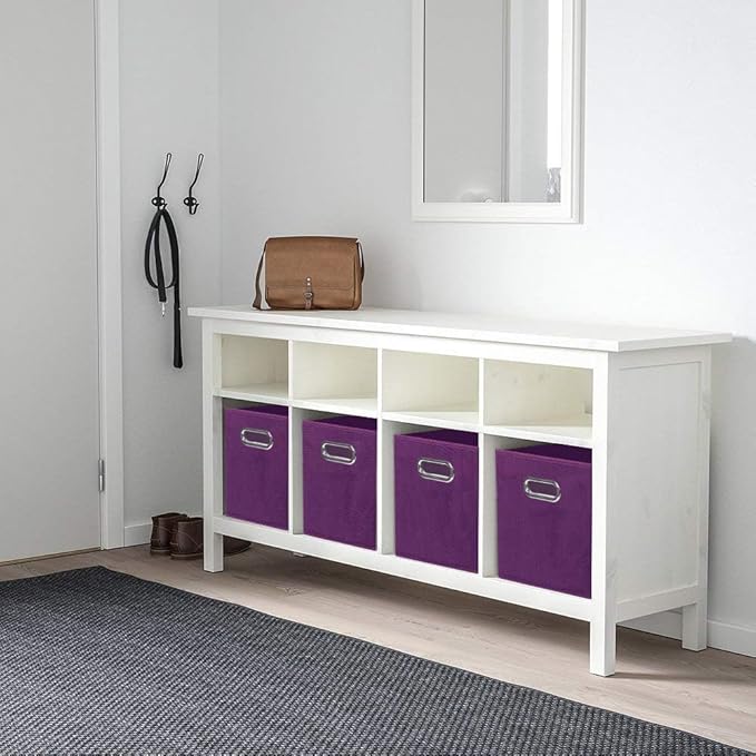 ShellKingdom Storage Bins, Foldable Fabric Storage Cubes And Cloth Storage Organizer Drawer with Metal Handle For Closet And Toys Storage, 11 X 10.5 X 10.5 INCH, 6 Pack (Purple)