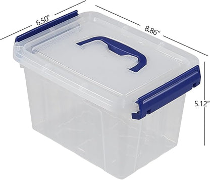 3 Quarts Plastic Storage Container Bin with Latching Lid, Small Storage Bin Tote Stackable and Nestable Organizing Box, Pack of 6, T