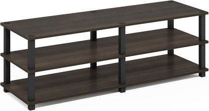 Furinno 14038DBR/BK TST No Tools 3-Tier Wide Shoe Storage Rack, Dark Brown/Black 47 Inch