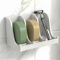 Soap Holder for Shower Wall, 3-Compartment Soap Dish for Shampoo, Conditioner and Body Soap, Fast Draining & Rust-Proof & Heavy Duty, Ultra-Strong Self Adhesive & Freestanding (White, No Label)