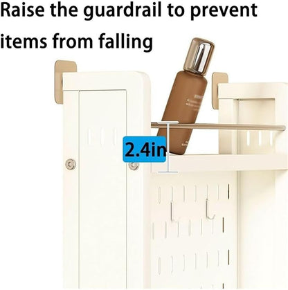 5 Tier Ultra Thin Behind Door Storage Rack Metal Organizer Narrow Storage Cabinet for Bathroom Entryway Lightweight(White)