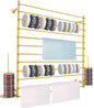 DYRABREST Wall Mounted Ribbon Organizer Rack, Metal Wrapping Paper Organizer Storage, Removable 12-Tier Hijab Organizer, 80lbs Load Capacity for Home, Craft Room, Flower Shop (Gold, 47.2 x 47.2 in)