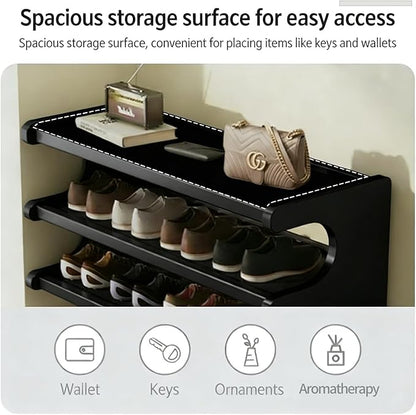 39" Bamboo Shoe Rack - Vertical Shoe Organizer Rack for Small Space, Narrow Shoe Tower for Closet, Entryway, Corner, Tall Shoe Shelf with Removable Shelves, Flexible Storage Shelf for Saving Space