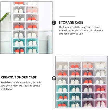 Alipis 6pcs Women Pattern Shoes Case Large Capacity Storage Shoe Box Plastic Organizer