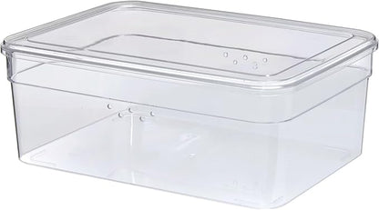 Extra Wide Plastic Storage Box with Hinged Lid, Dark Gray, 21.75 x 15.38 x 12.5 Inches, Industrial Style, Water Resistant, Rectangular Container for Industrial Storage