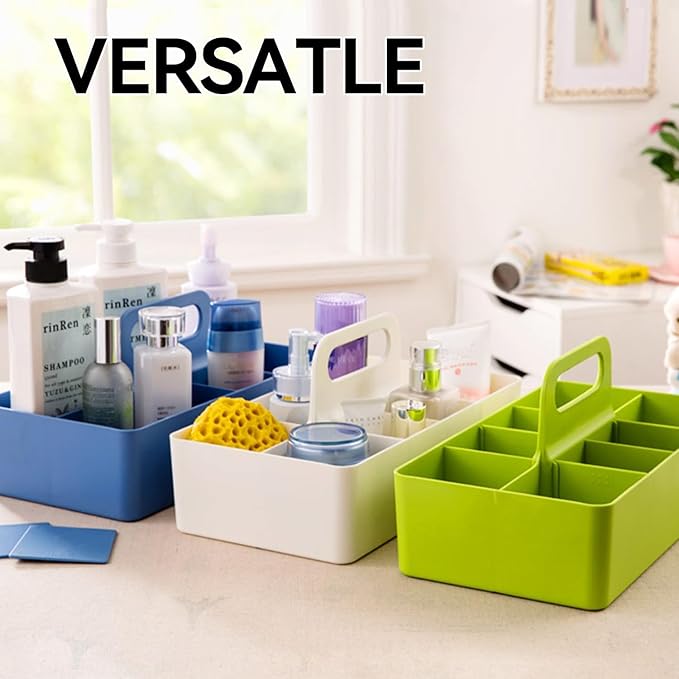 Portable Bath caddy for baby, Bathroom Makeup organizer Countertop with Handle,Skincare Organizer Caddy for Vanity,Storage Box with Handle,Large Cosmetic Display case for Dresser