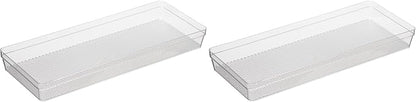 Oggi Clear Drawer Organizer - 6" X 15" - Ideal for Organizing Kitchen Drawers, Office, Desk, Silverware, Kitchen Utensils, Cosmetics and Bathrooms (Pack of 2)