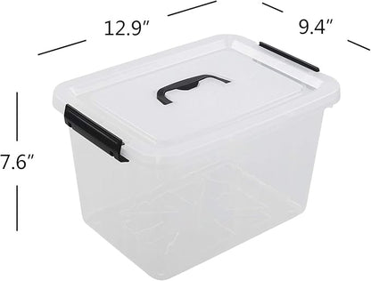 1-Pack Plastic Storage Box, Clear Latch Box with Handle and Lid, 10 L
