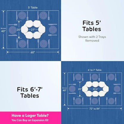 White- The Lazy Susan Revolution - The First Patented Lazy Susan Turntable Expandable for Rectangular & Oblong Tables - Kitchen & Dining Tables - Great Gift! Parties & Gatherings