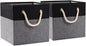 PRANDOM Large Foldable Cube Storage Bins 13x13 inch [2-Pack] Fabric Linen Storage Baskets Cubes Drawer with Cotton Handles Organizer for Shelves Nursery Closet Bedroom Black