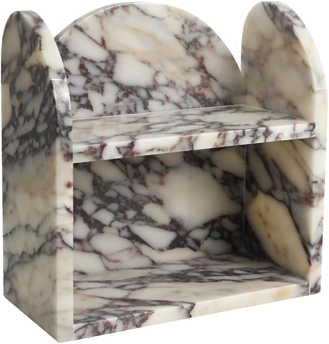 DUANYAN Marble Bathroom Counter Organizers and Storage, 2-Tier Luxurious Makeup Organizer for Perfume Cosmetic Skincare Jewelry, Natural Marble Counter Shelf, No Assembly Required