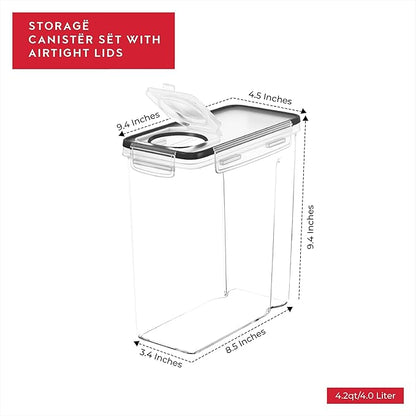 Cereal Containers Storage 3 Pack 135 fl. oz Cereal Dispenser Countertop, Airtight Food Storage Containers for Pantry Organization and Storage, Bpa-free Cereal Storage Container with Marker & Labels