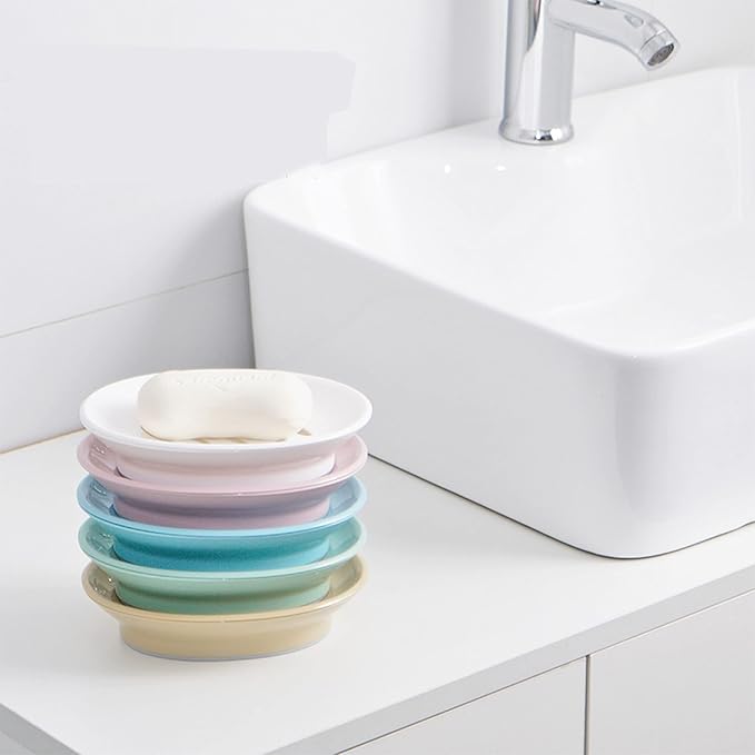 Soap Holder Storage Rack Plastic Dish 2-Pack With Drain Easy Cleaning Saver Dry Stop Mushy Tray for Shower Bathroom