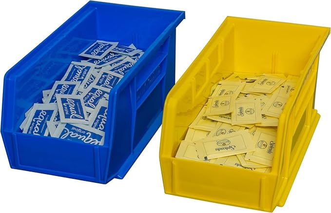 Akro-Mils 30230 AkroBins Plastic Storage Bins, Space-Saving Stackable Bins for Garage, Pantry, Craft Organization, 11" x 5" x 5", Yellow, 12-Pack