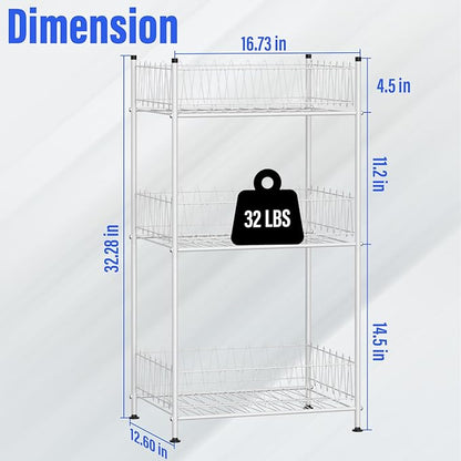 Water Bottle Organizer 3 Tier Vertical Bottled Water Holder Freestanding Metal Drink Storage Shelf Beverage Can Rack, Kitchen Pantry Tumbler Cup Organizer for Floor, Silver